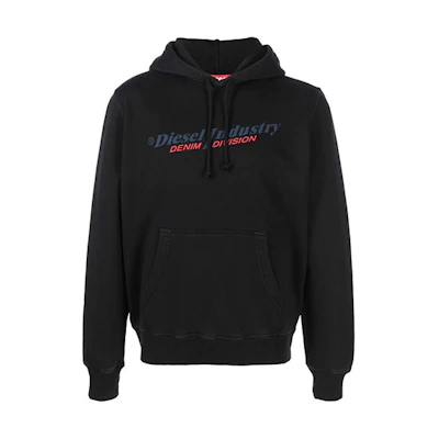 Diesel SS22 Black Logo Print Pullover Hoodie A037440AJIH-96B