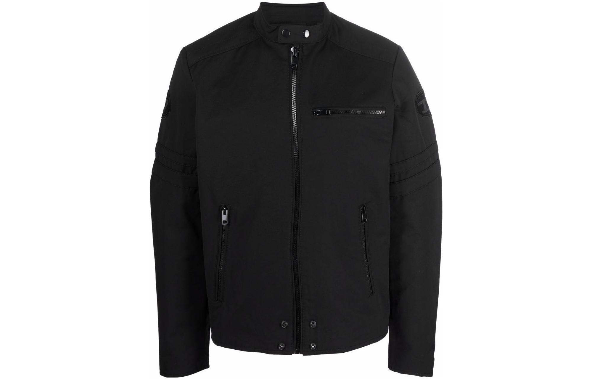 Diesel SS22 Black Solid Twill Biker Jacket A041280LAXT900