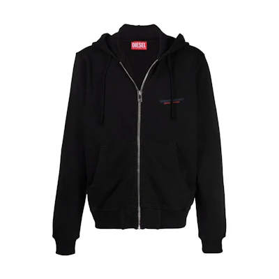Diesel SS22 Black Zip Hoodie with Logo Print A037450AJIH96B