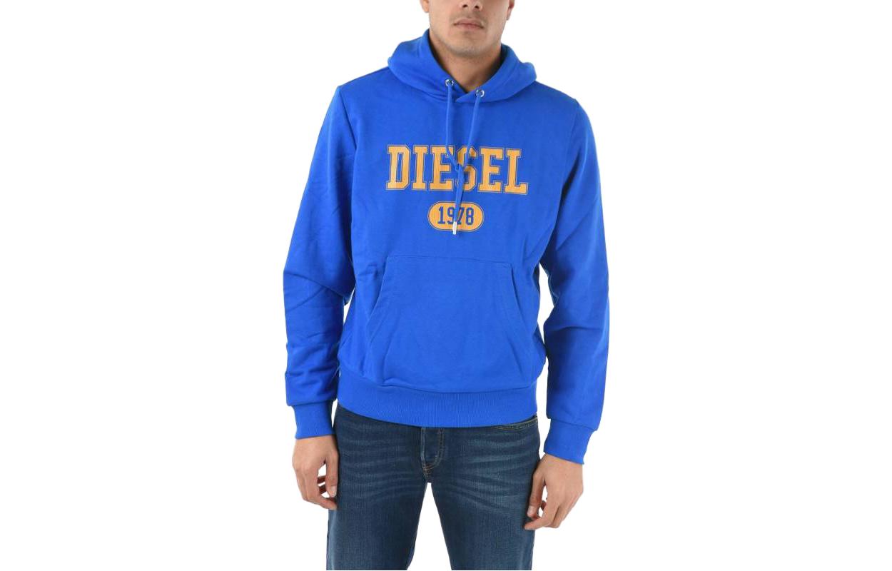 Diesel SS22 Blue Hoodie with Logo Print A038260HAYT-8ED