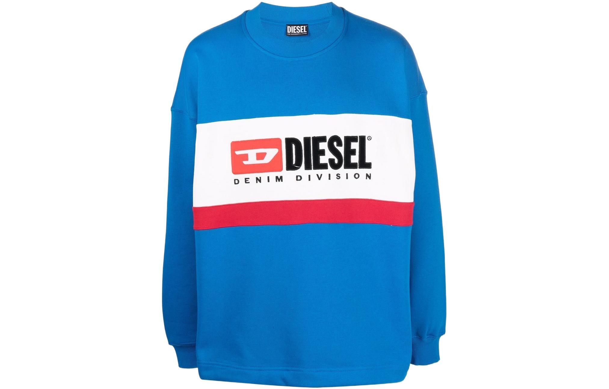 Diesel SS22 Blue Logo Print Pullover Sweatshirt Crewneck A037510DFAD-8EDA
