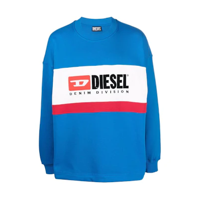 Diesel SS22 Blue Logo Print Pullover Sweatshirt Crewneck A037510DFAD-8EDA