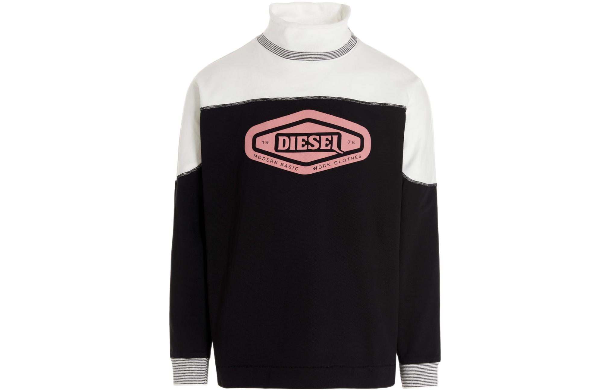 Diesel SS22 Colorblock High Neck Pullover Hoodie Men’s Black White A053630EFAS9XXA