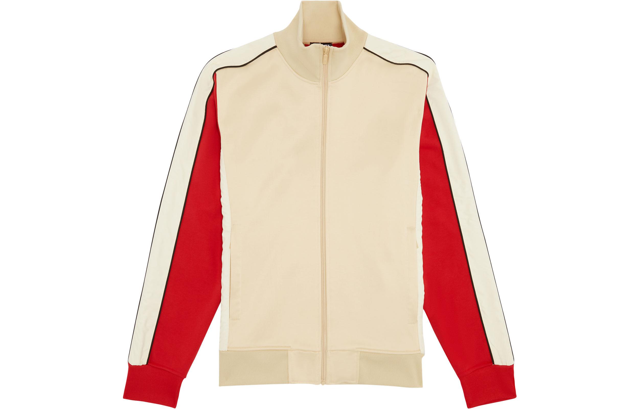 Diesel SS22 Colorblock Zip-Up Long Sleeve Jacket Beige A037220KEAM7DVA