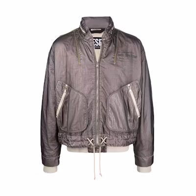 Diesel SS22 Gray Zip-Up High Collar Jacket A035350LCAW-93R