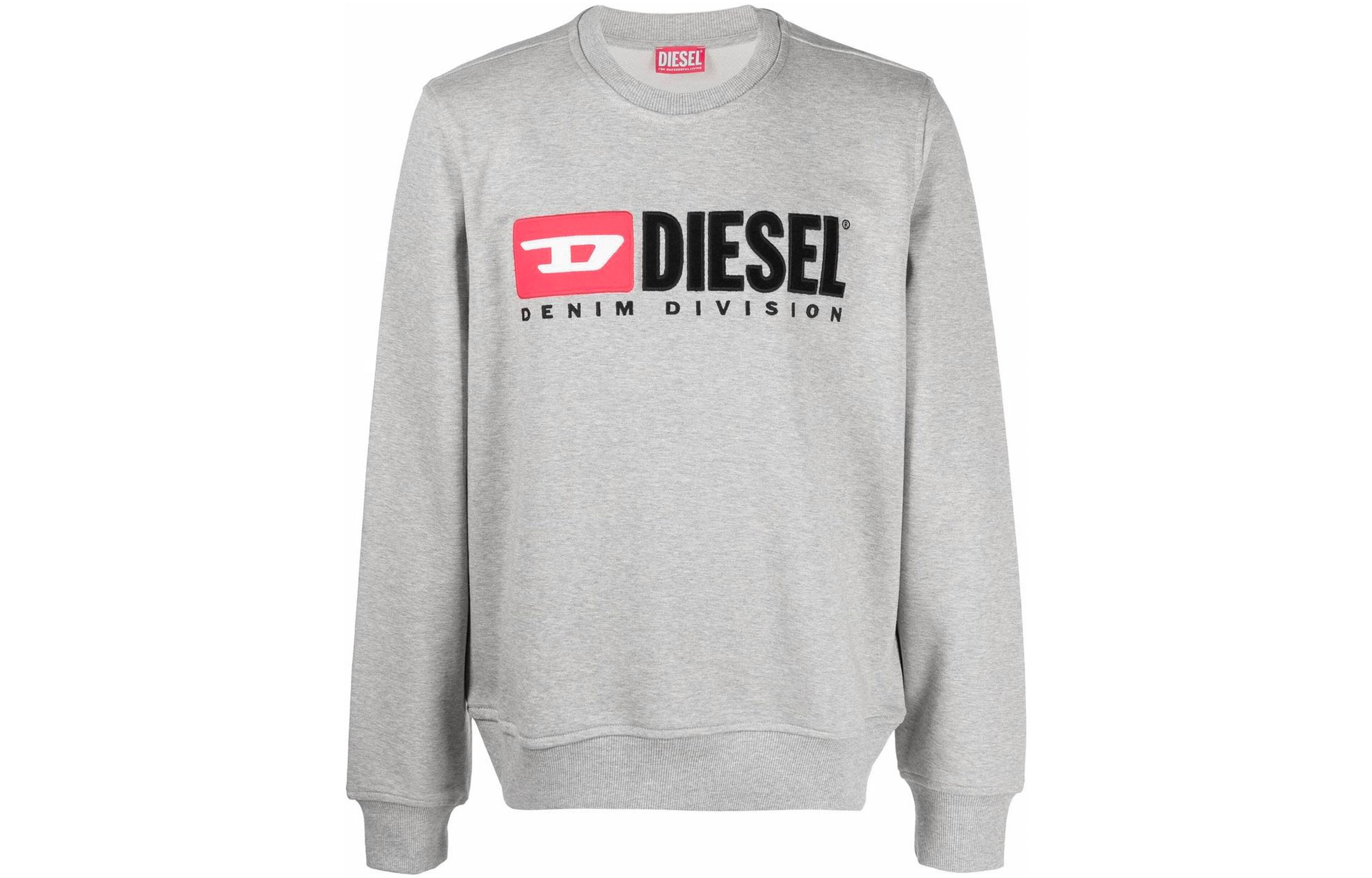 Diesel SS22 Grey Crewneck Pullover Sweatshirt with Letter Logo A037580BAWT9CB13