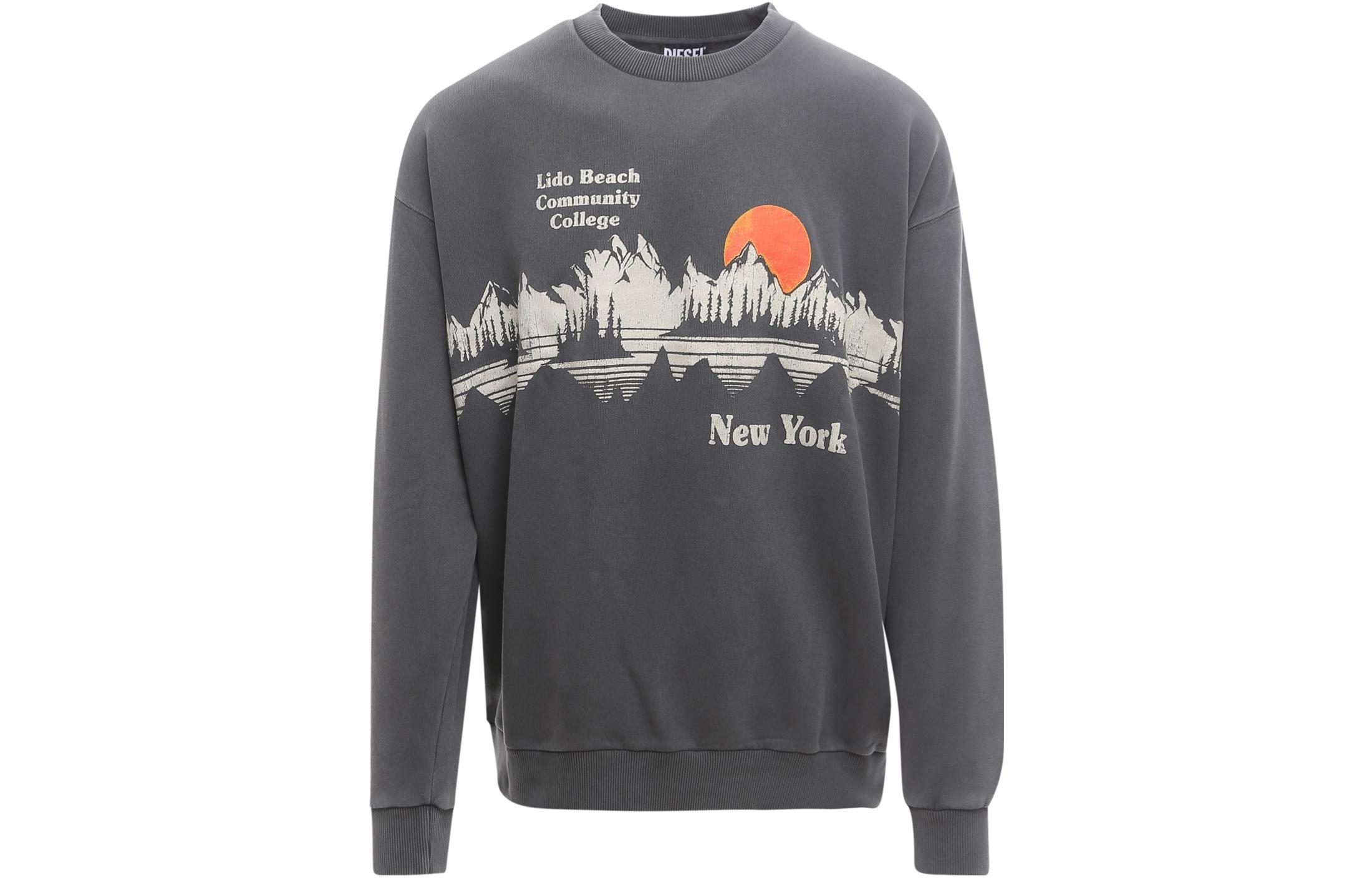 Diesel SS22 Grey Long-Sleeve Sweatshirt with Scenic Print and Lettering A051400TDAJ900