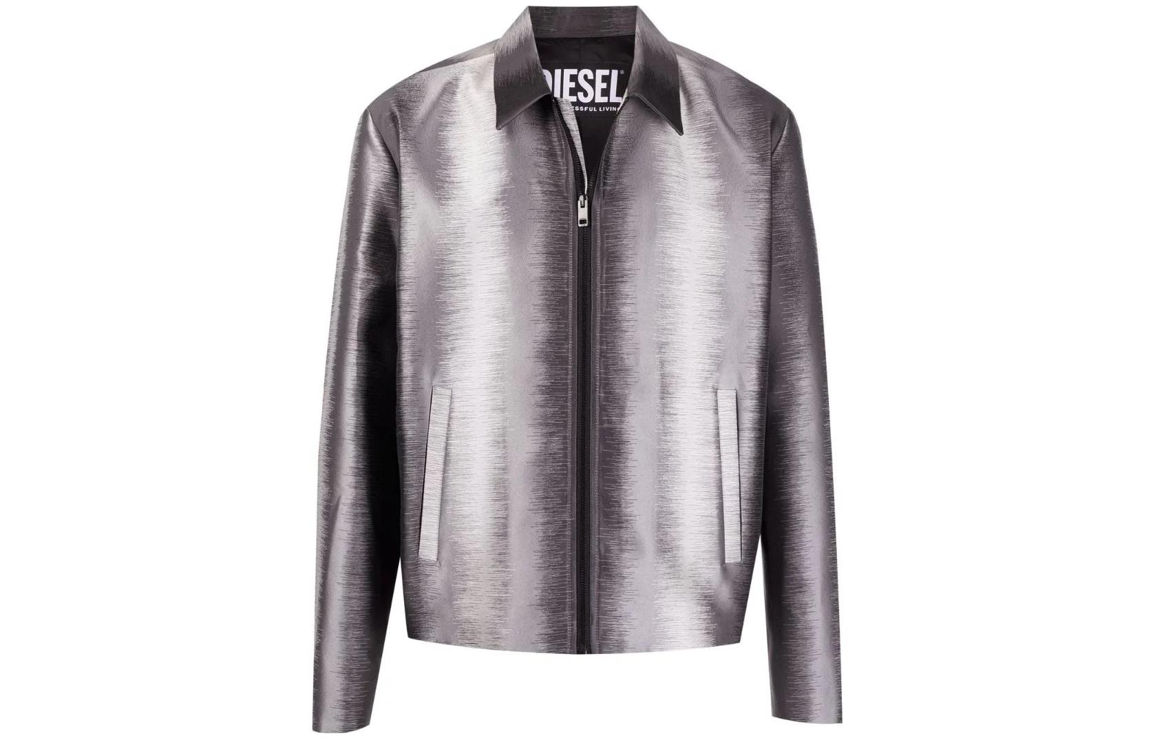 Diesel SS22 J-Snow Striped Zip Coach Jacket Grey A053950BVFD-9XX