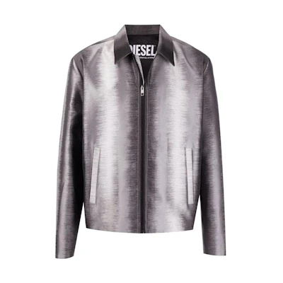 Diesel SS22 J-Snow Striped Zip Coach Jacket Grey A053950BVFD-9XX