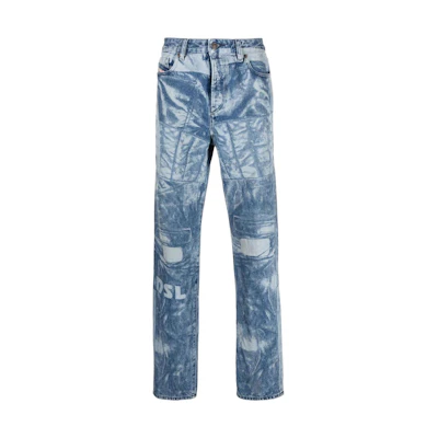 DIESEL SS22 Laser Print Straight-Leg Jeans Blue Denim. A05947007B801