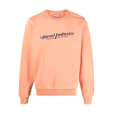 Diesel SS22 Orange Logo Print Pullover Crew Neck Long Sleeve Sweatshirt A037430AJIH3BT