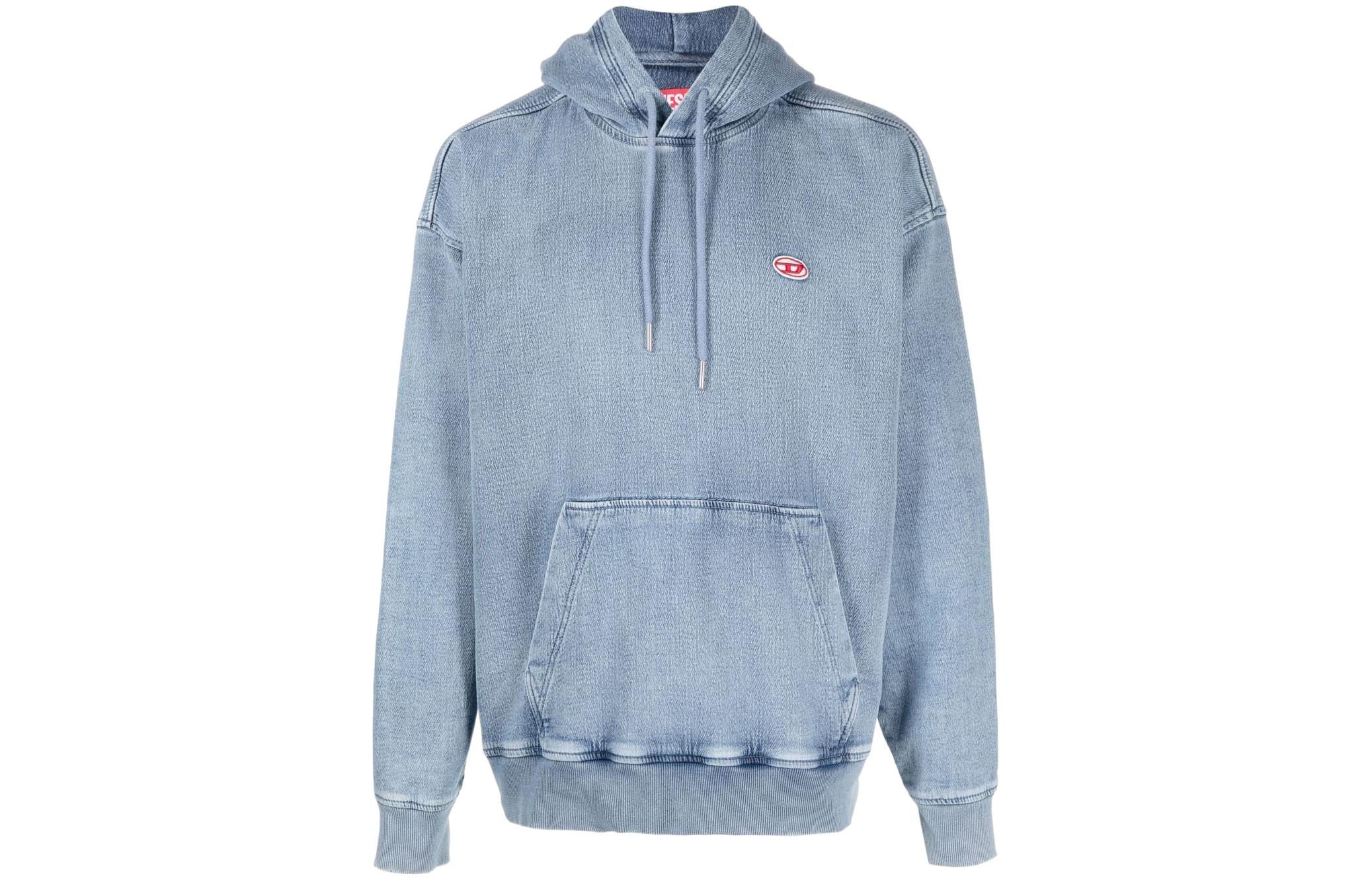 Diesel SS22 Oval-D Logo Denim Hoodie Men Blue A0393909D-01