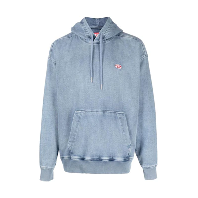 Diesel SS22 Oval-D Logo Denim Hoodie Men Blue A0393909D-01
