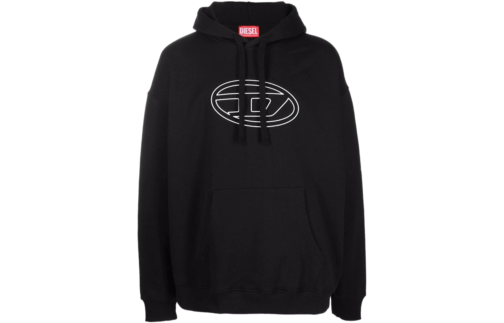 Diesel SS22 OVAL-D Logo Print Pullover Sweatshirt Unisex Black A037910IEAX-9XX