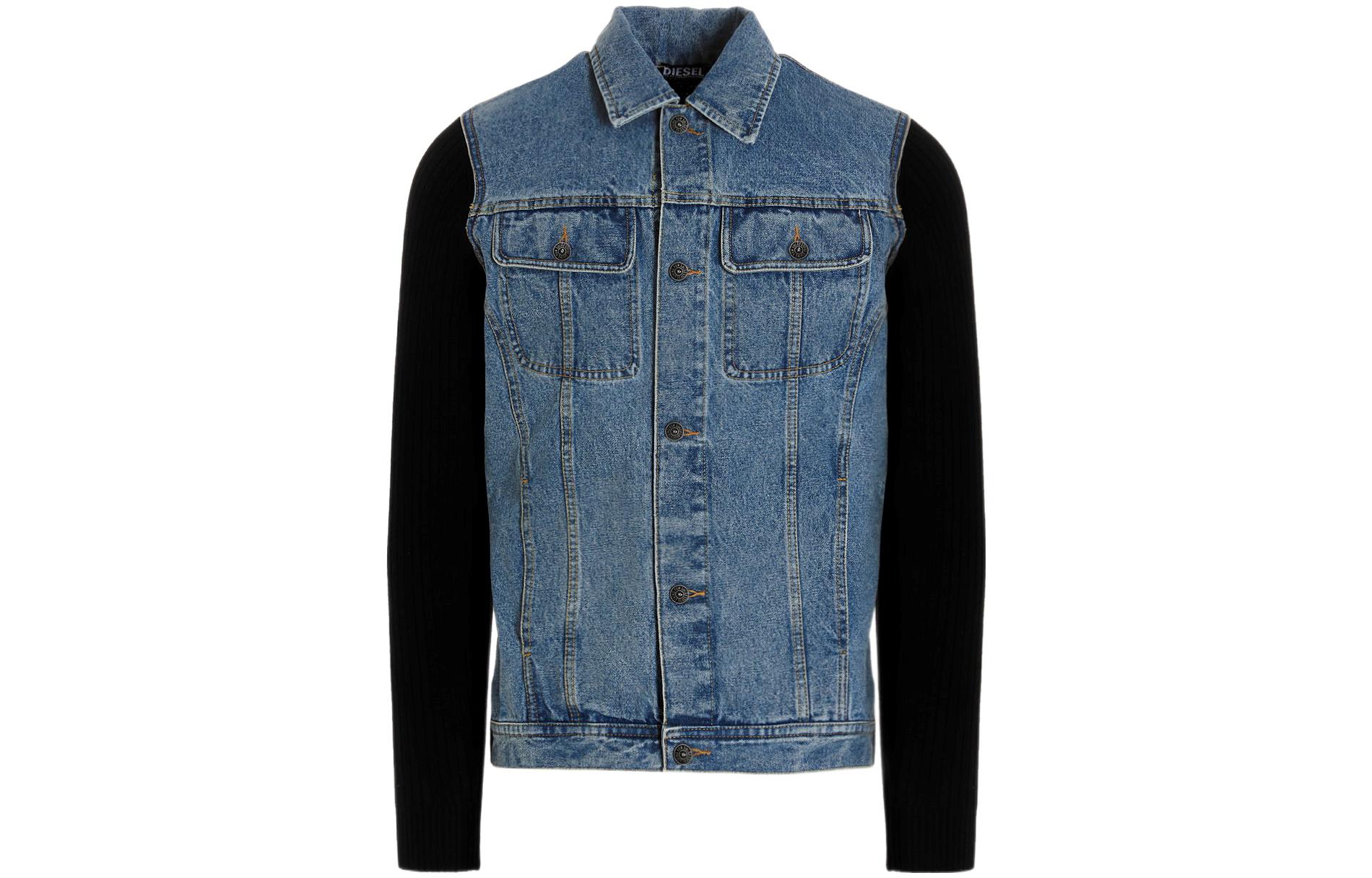 Diesel SS22 Patchwork Long-Sleeve Jacket Blue A040640TCAQ9XX