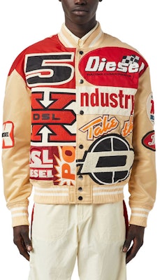 DIESEL SS22 Retro Printed Patch Bomber Jacket Beige Jaket Lelaki. A04982RBBAG-7DV Shop DIESEL SS22 Retro Printed Patch Bomber Jacket Beige Jaket Lelaki. A04982RBBAG-7DV