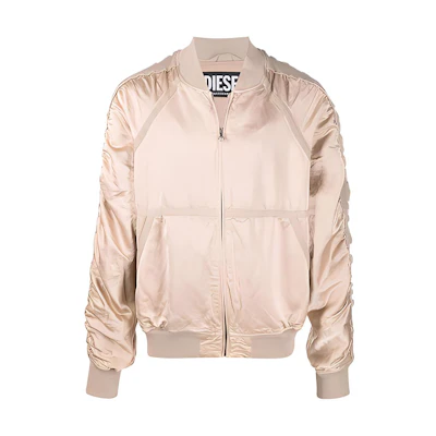 Diesel SS22 Satin Solid Bomber Jacket Men’s Pearl Pink A055930DLAN7DY