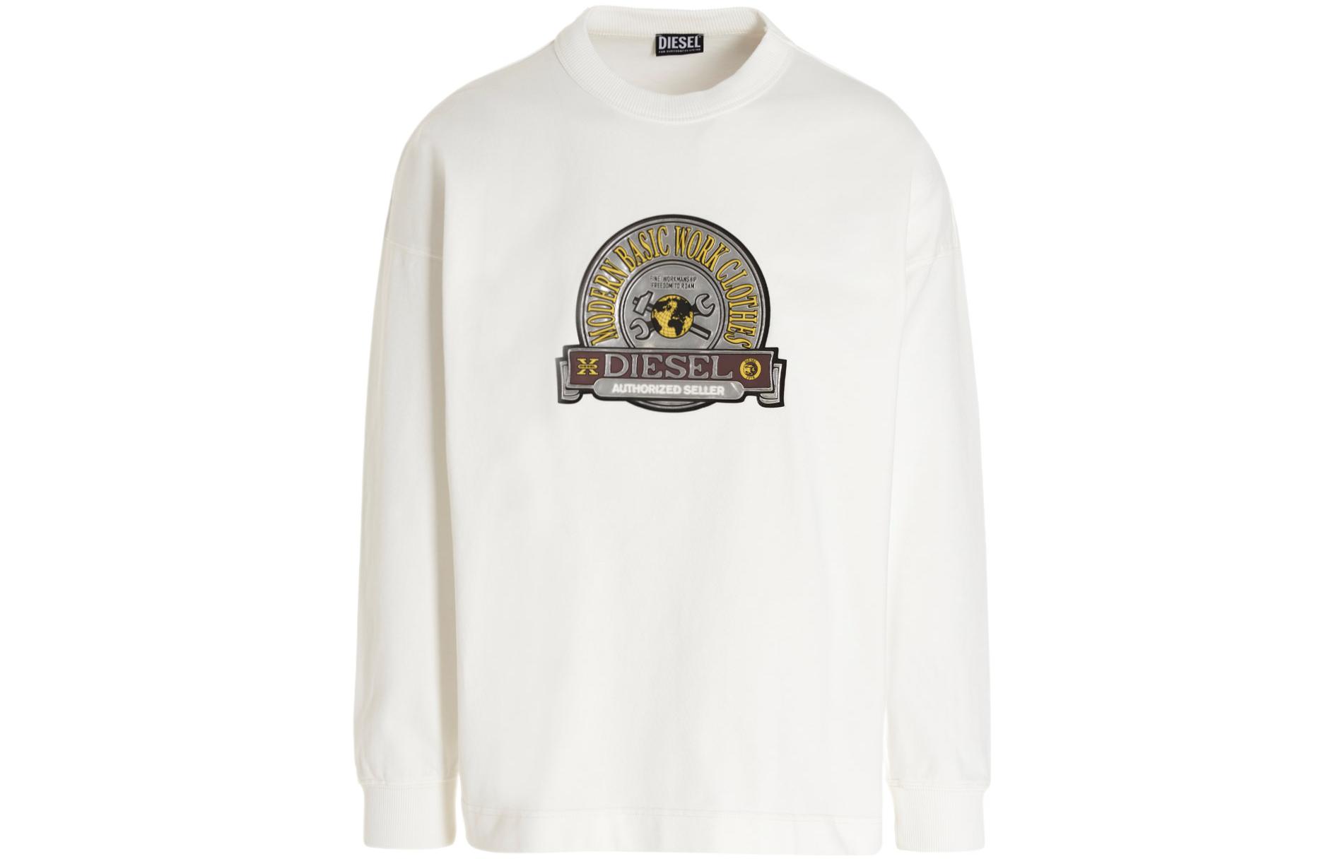 Diesel SS22 White Graphic Crewneck Pullover Long Sleeve Sweatshirt (Men) A054070LEAG-141