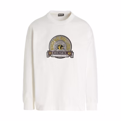 Diesel SS22 White Graphic Crewneck Pullover Long Sleeve Sweatshirt (Men) A054070LEAG-141