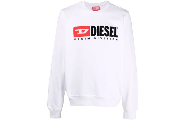 Diesel SS22 White Pullover Sweatshirt with Logo Print A037580BAWT100