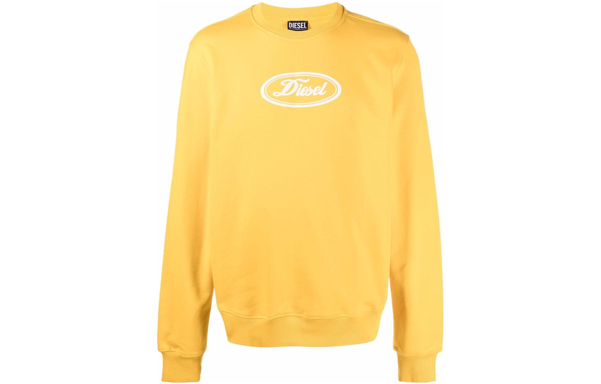 Diesel SS22 Yellow Crewneck Sweatshirt with Logo Print A037840IAJH-22K