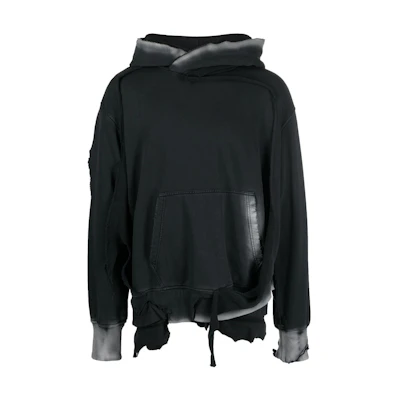 DIESEL SS23 Black Dual-Layer Ripped Effect Hoodie. A099100TGAG-900