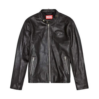 DIESEL SS23 Black Jacket with Solid Color Logo Print Long Sleeves A106270AJIR9XX