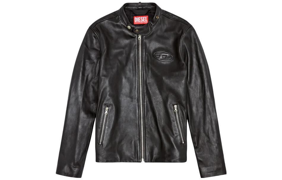 Order 디젤 SS23 블랙 재킷 로고 프린트 솔리드 컬러 긴팔 A106270AJIR9XX