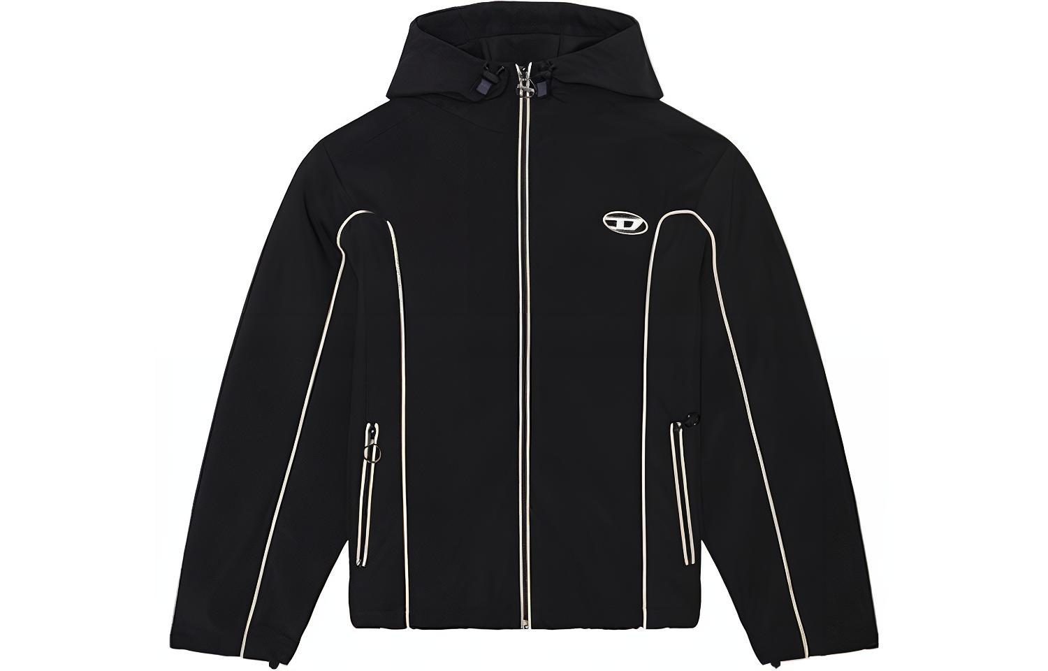 DIESEL SS23  Black Logo Patch Contrast Trim Long-Sleeve Jacket. A061490DGAM1-9XX