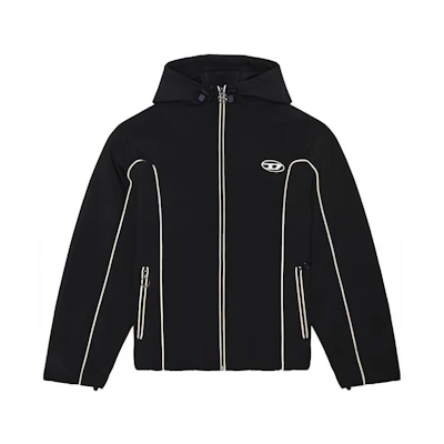 DIESEL SS23 Black Logo Patch Contrast Trim Long-Sleeve Jacket. A061490DGAM1-9XX