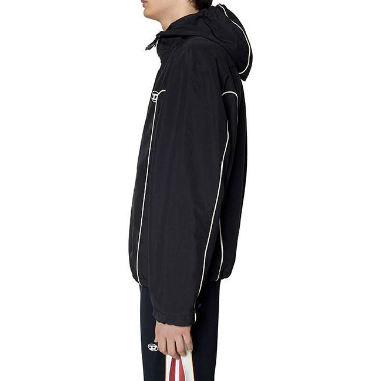 Shop 디젤 SS23 블랙 로고 패치 대비 트림 롱슬리브 재킷. A061490DGAM1-9XX