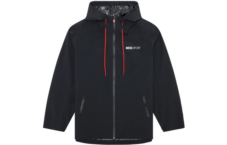 DIESEL SS23  Black Outdoor Hooded Jacket with Logo Design. A095920CGBP