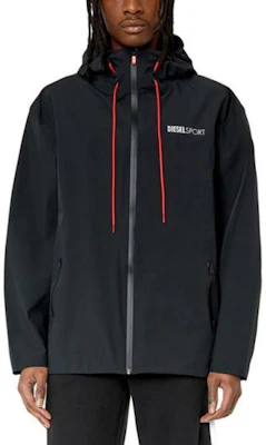 ディーゼル SS23 ブラック ロゴデザイン アウトドア フード付きジャケット. A095920CGBP Shop ディーゼル SS23 ブラック ロゴデザイン アウトドア フード付きジャケット. A095920CGBP