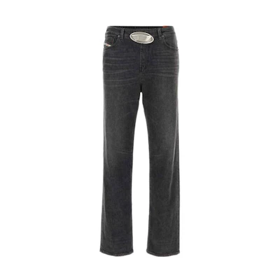 DIESEL SS23 Gray Mid-Rise Straight-Leg Jeans. A103860CKAH02