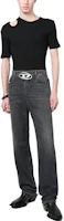 Shop DIESEL SS23 灰色中腰直筒牛仔褲 A103860CKAH02