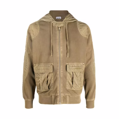 DIESEL SS23 Khaki Patchwork Utility Pocket Jacket Cardigan. A090350LCAL-5FP