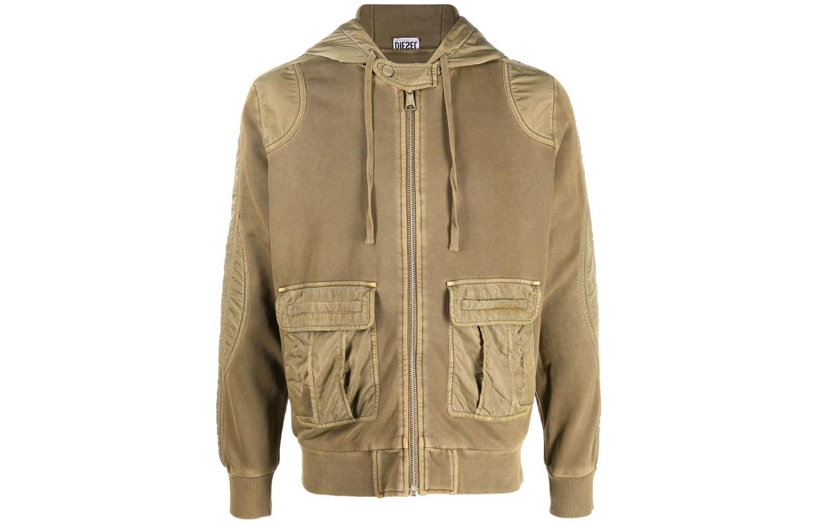 Order DIESEL SS23  Khaki Patchwork Utility Pocket Jacket Cardigan. A090350LCAL-5FP