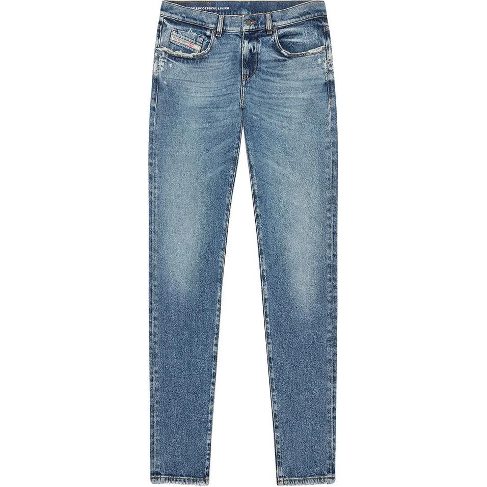 DIESEL SS23  Slim Fit Washed Button Jeans in Blue. A0356209F1601