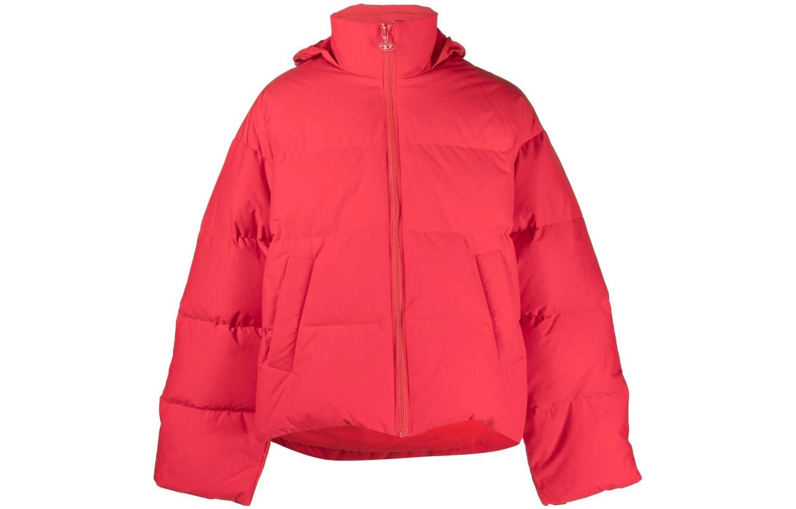 Order DIESEL SS23  Solid Color Embossed Logo Puffer Jacket with Zip Mock Neck A088050BJAJ-97A