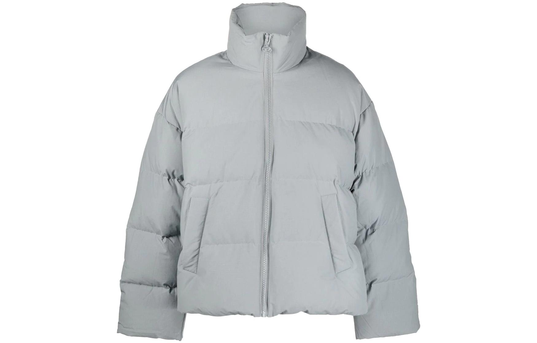 Purchase DIESEL SS23  Solid Color Embossed Logo Puffer Jacket with Zip Mock Neck A088050BJAJ-97A