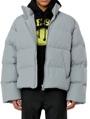 DIESEL SS23 Solid Color Embossed Logo Puffer Jacket with Zip Mock Neck A088050BJAJ-97A 1