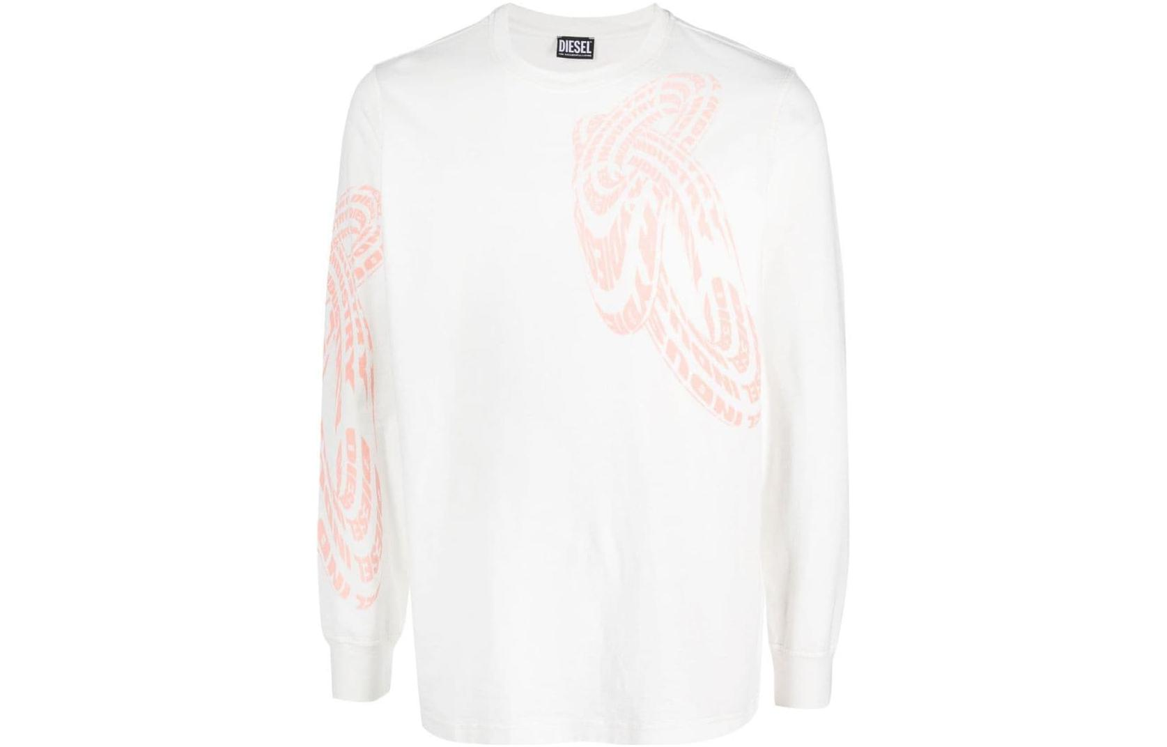 DIESEL SS23  White Long Sleeve T-Shirt with Letter Print Design A086490BKAG-141