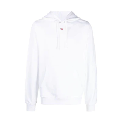DIESEL SS23 White Pullover Hoodie with Solid Logo Design. A040730GEAD100