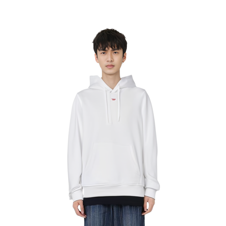 DIESEL SS23  White Pullover Hoodie with Solid Logo Design. A040730GEAD100 圖 7
