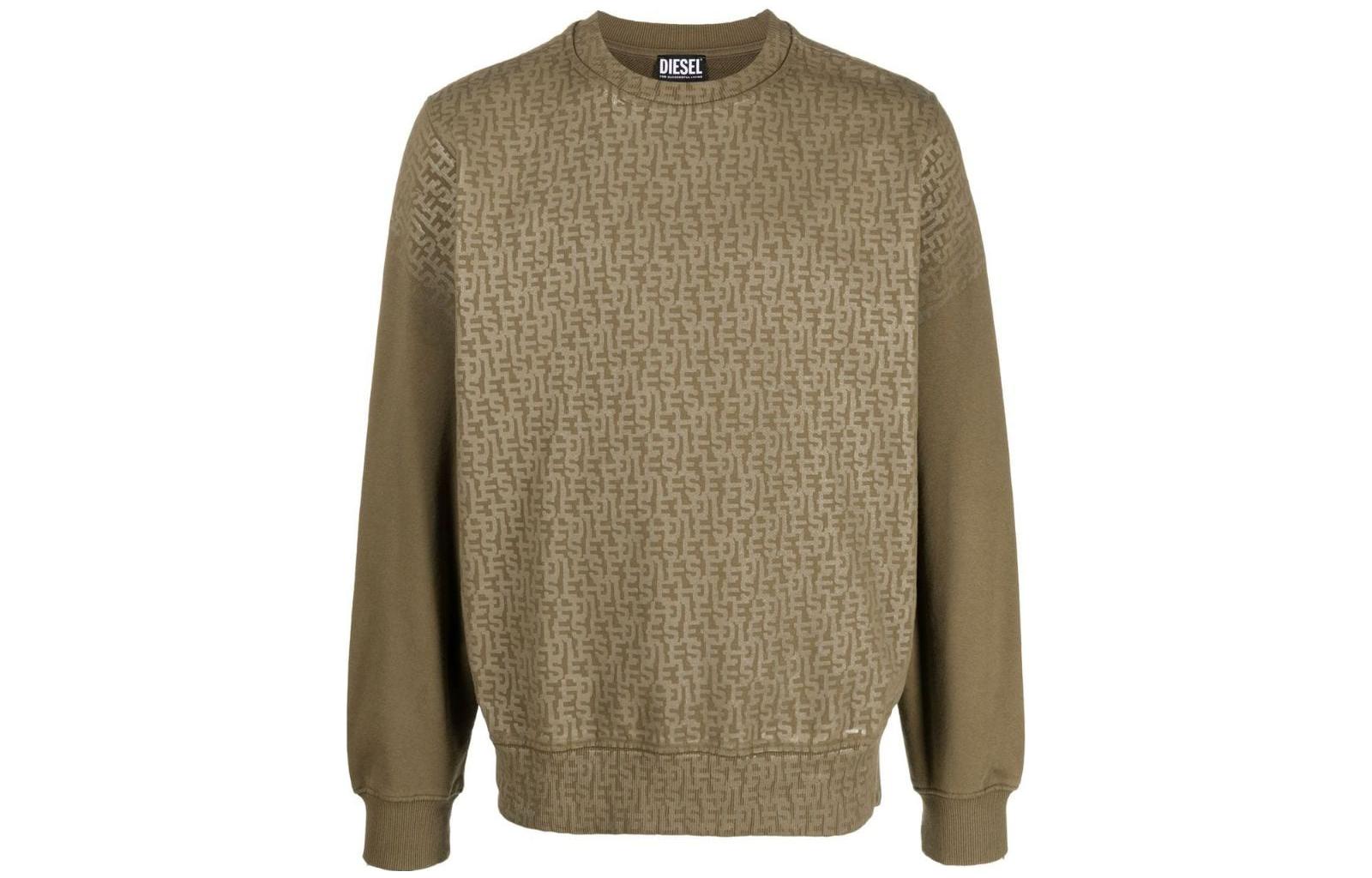 Diesel SS23 All-Over Logo Crewneck Sweatshirt Brown A096610NAZQ-5FP