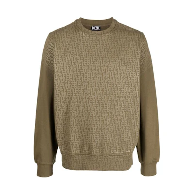 Diesel SS23 All-Over Logo Crewneck Sweatshirt Brown A096610NAZQ-5FP