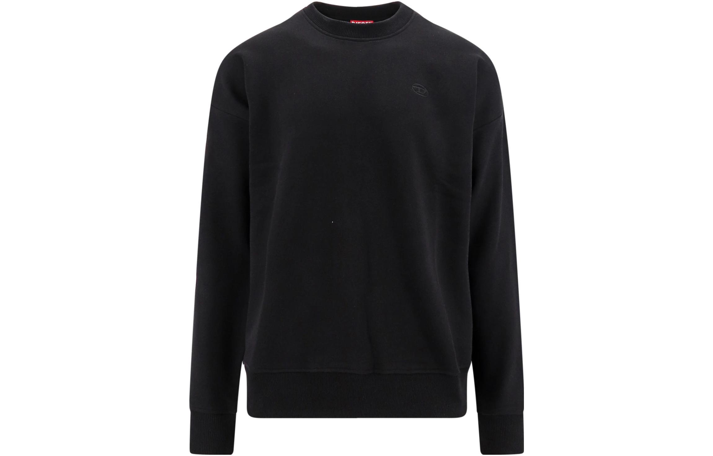 Diesel SS23 Black Crewneck Pullover Sweatshirt with Logo Embroidery A11303-0GYCJ-9XX
