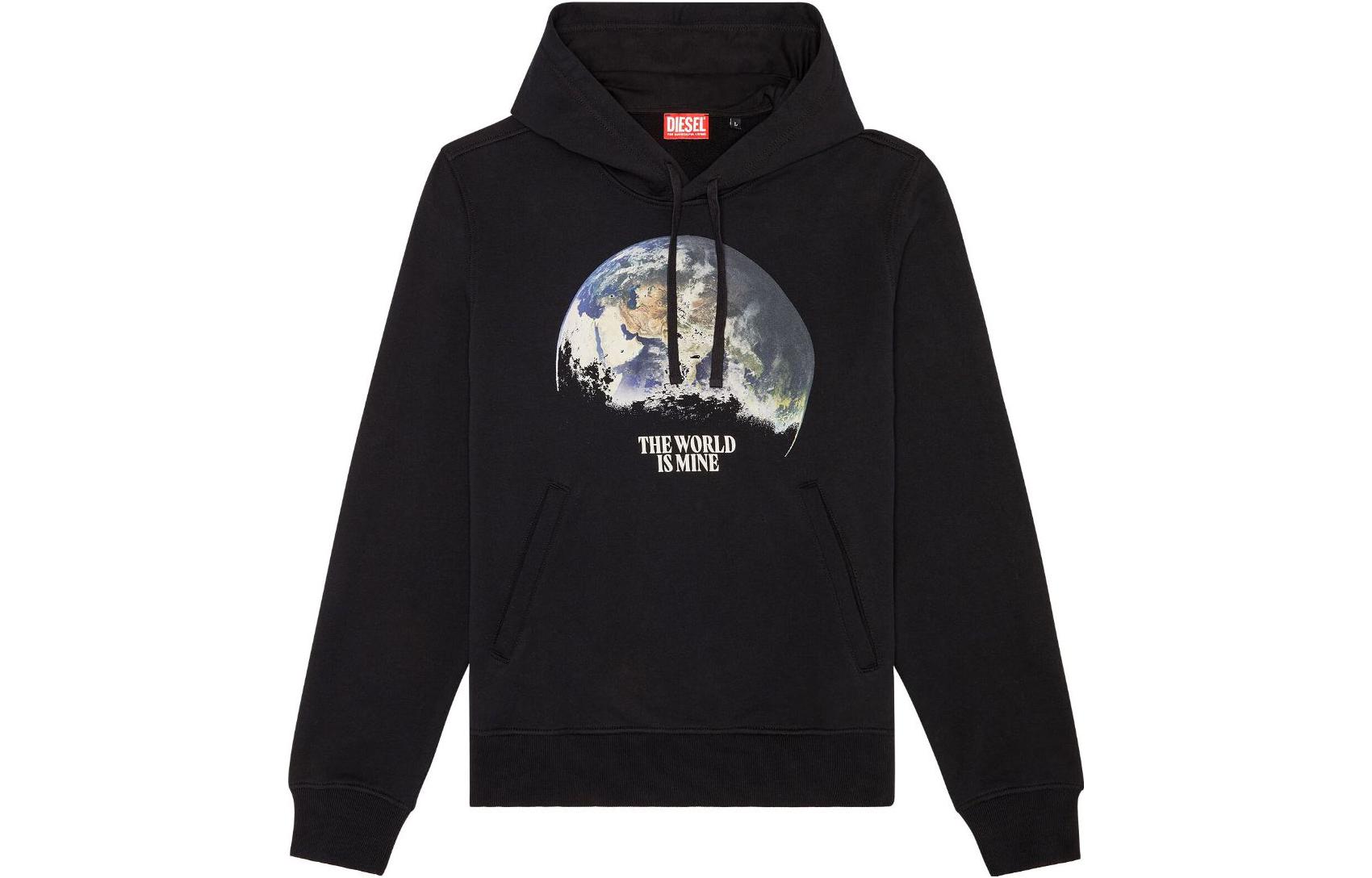 Diesel SS23 Black Graphic Print Pullover Hoodie A035700JFAV