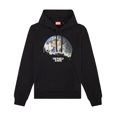 Diesel SS23 Black Graphic Print Pullover Hoodie A035700JFAV