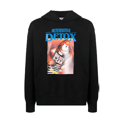 Diesel SS23 Black Hoodie with Logo Graphic Print A086420JFAV-9XX
